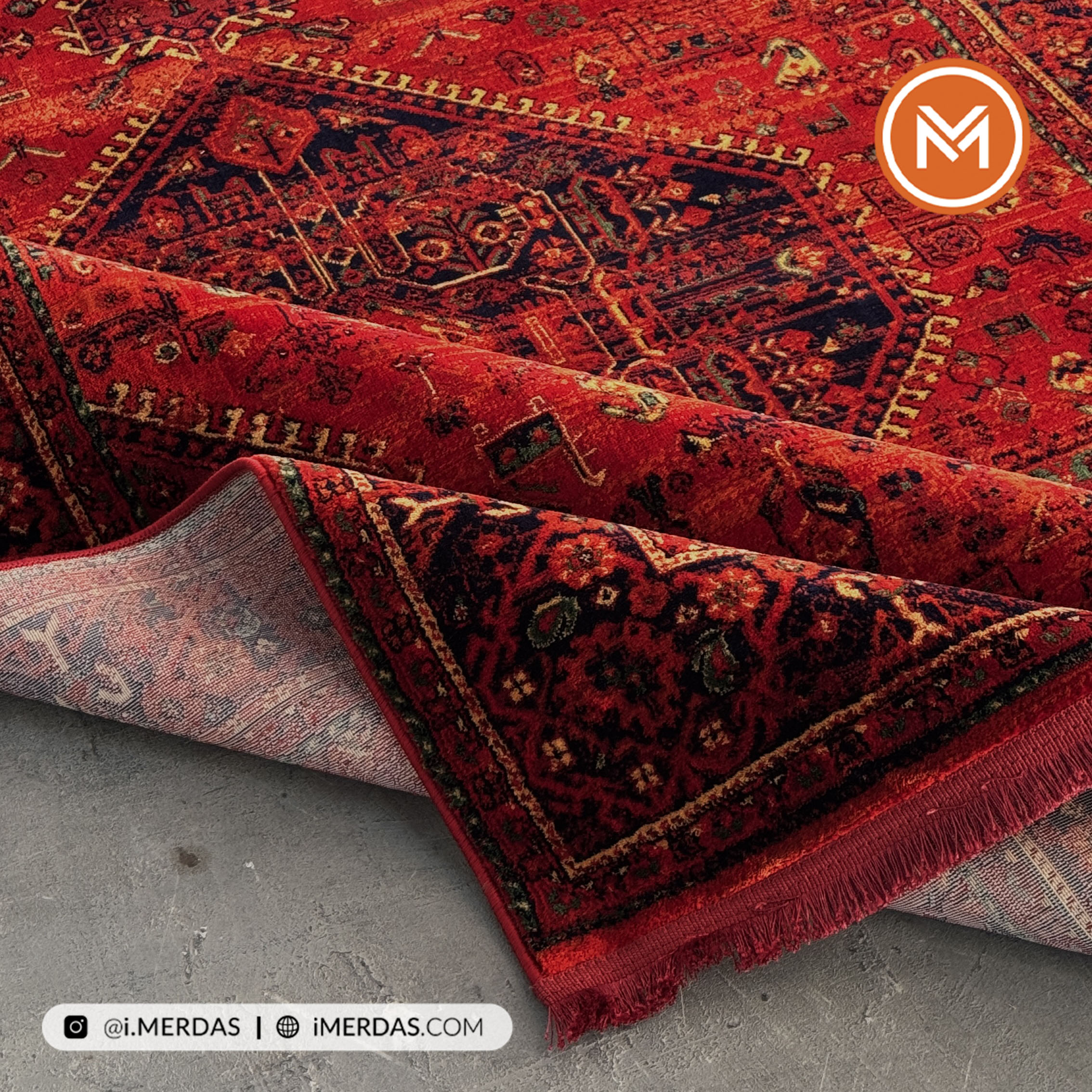 فرش گبه هرمس کد 6046 زمینه لاکی